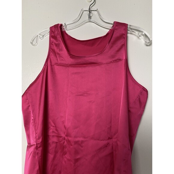 Ouslee Women Cami Tank Top Hot Pink Size M Satin Sleeveless Lose Fit Fuchsia - Picture 13 of 13